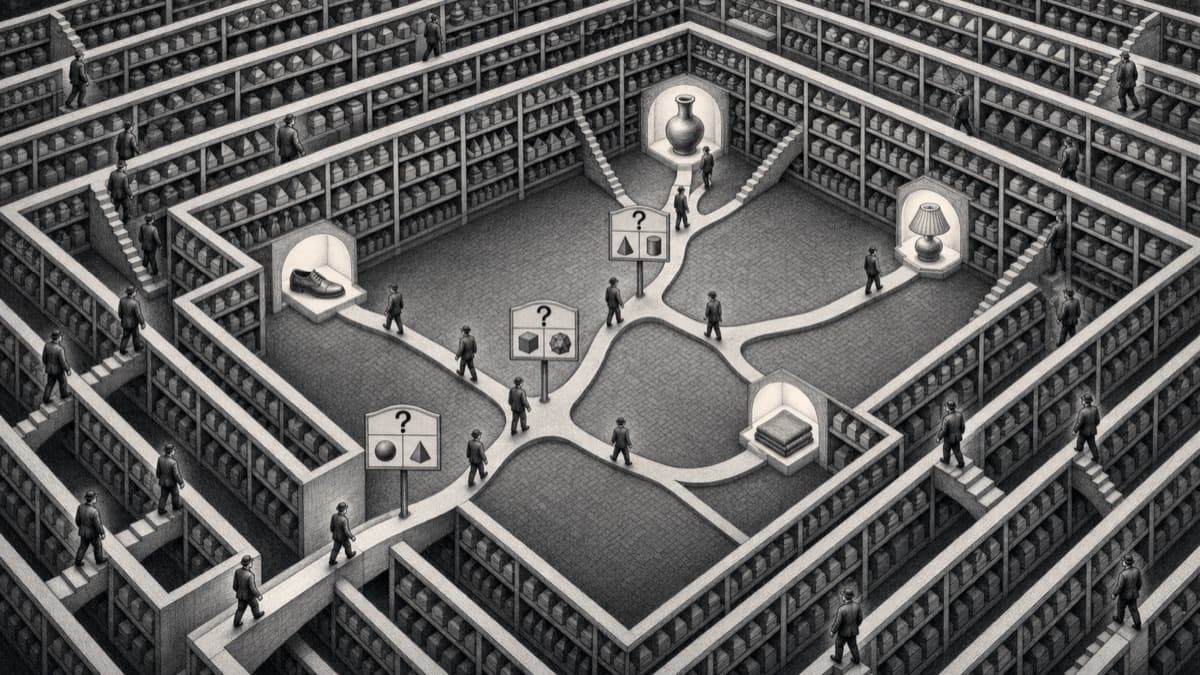 Illustration of store collections becoming answers instead of aisles