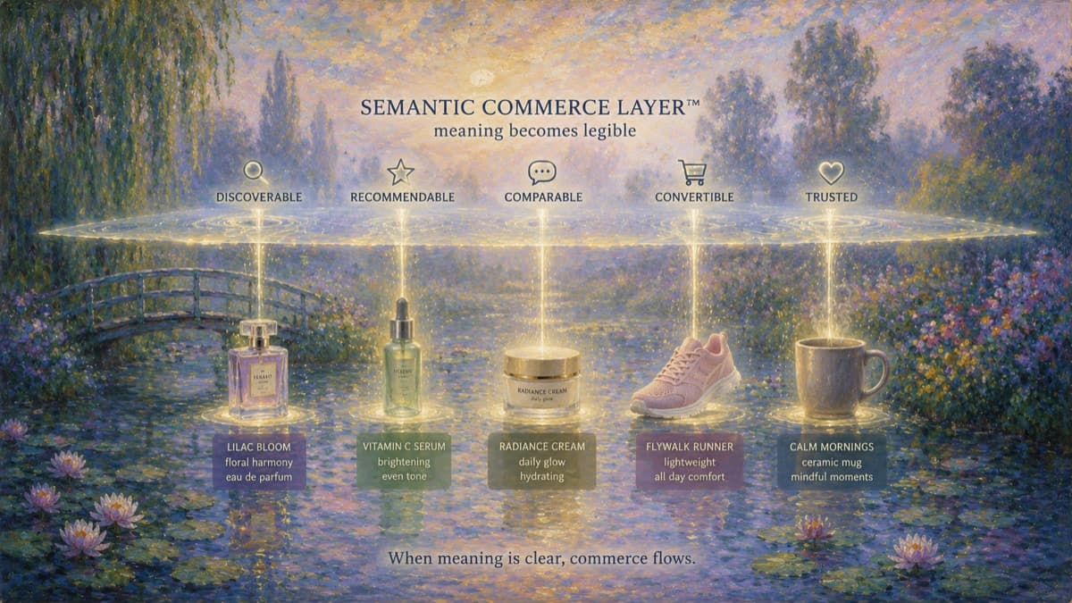 Illustration of changing AI commerce protocols built on a durable interpretability layer